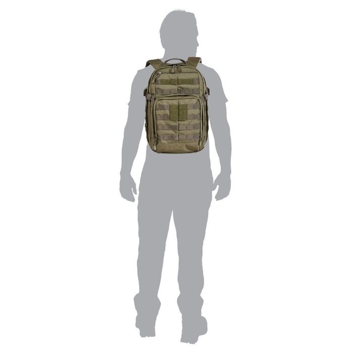 5.11 RUSH 12 Backpack, OD Green, on person