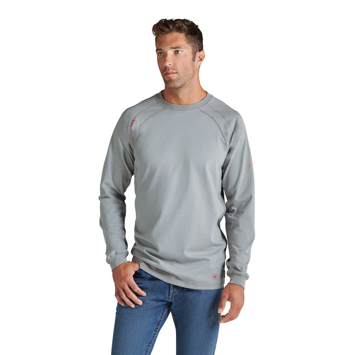 Ariat Men's Flame Resistant Work Crew Long Sleeve T-Shirt Long Sleeve T-Shirts Ariat Silver Fox 2XL Reg