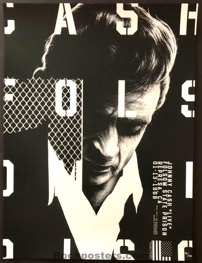 AUCTION - Johnny Cash - Folsom Prison - Commemorative Silkscreen Poster - Matt Ryan Tobin - Mint