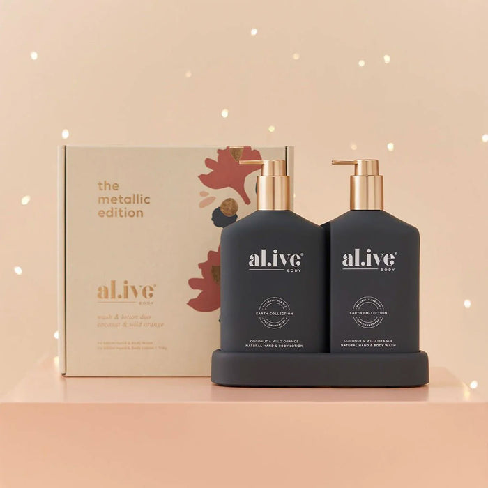 al.ive body Coconut & Wild Orange - Hand & Body Wash/Lotion Duo Metallic Edition Christmas Duo