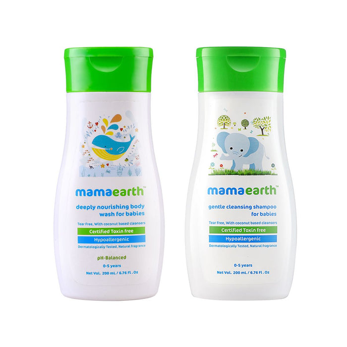 Deeply Nourishing Body Wash for Babies 200ml and Gentle Cleansing Shampoo 200ml Combo