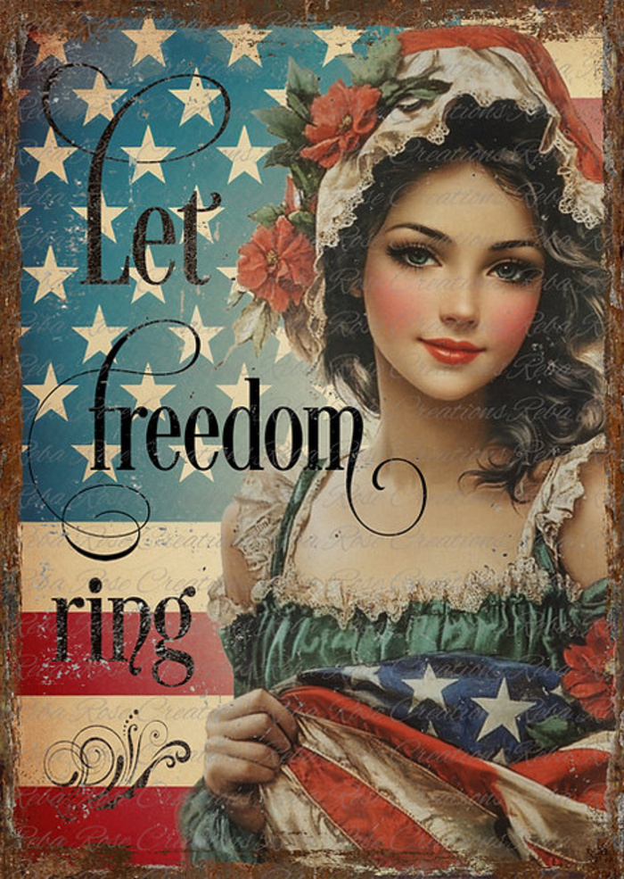 Freedom Ring Rice Paper by Adorable Vintage Co. for Reba Rose Creations, Size A4
