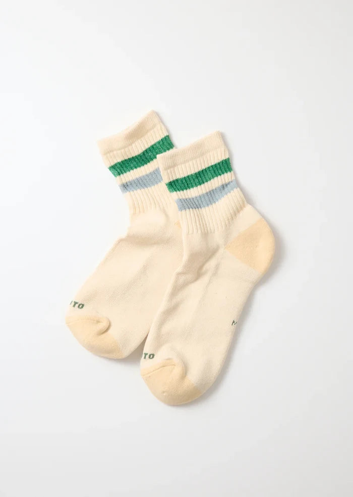 Green Light Blue Retro Athletic Ankle Socks