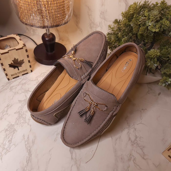 Grey Premium Tassel Loafers - Maha fashions - Men Footwear