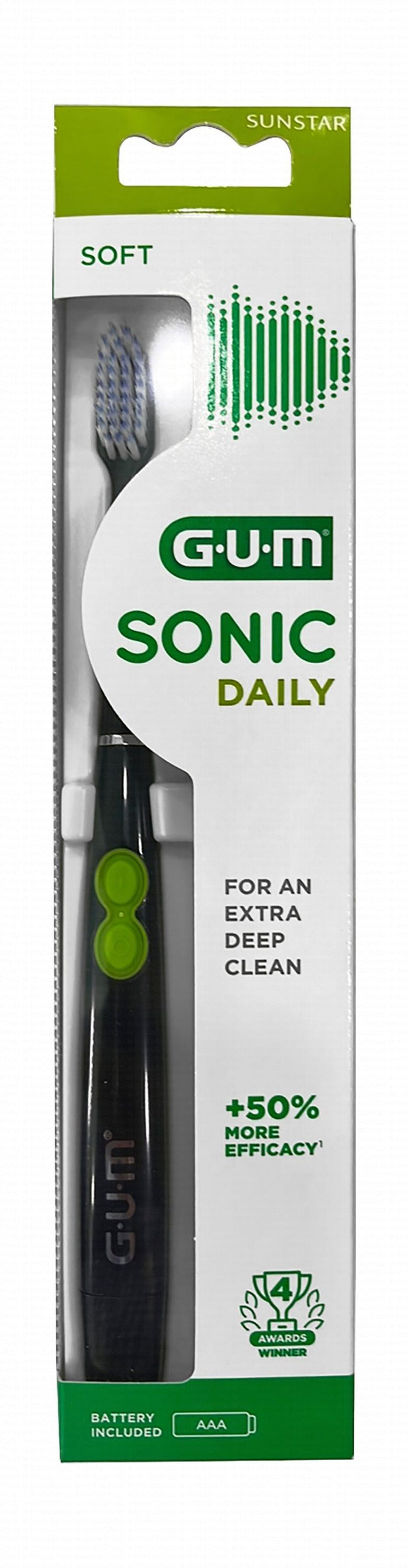 GUM Sonic Daily Black Soft Electric Toothbrush, 1 Piece - Makkah Pharmacy