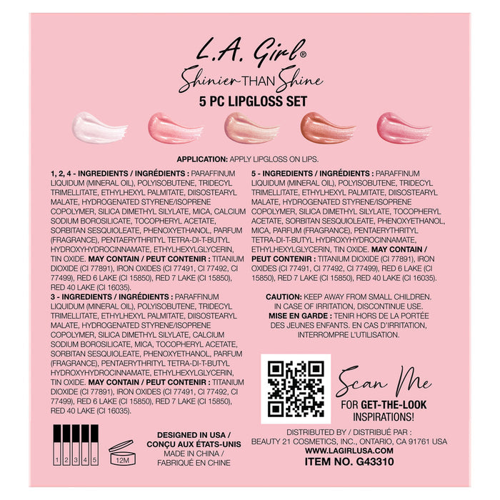 L.A. Girl Shinier Than Shine 5pc Lip gloss Set
