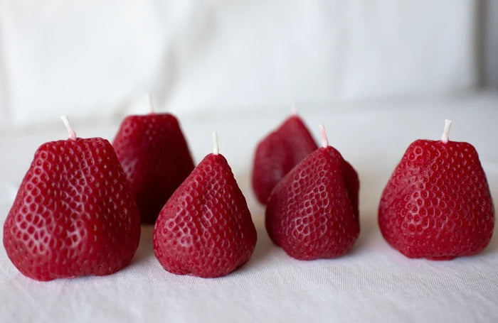 Large Strawberry Candles Set of 2