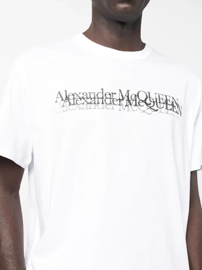 ALEXANDER MCQUEEN Logo Stamp T-shirt White - MAISONDEFASHION.COM