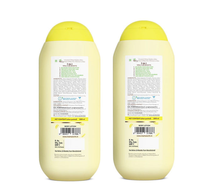 Mamaearth Vitamin C Daily Glow Body Lotion For Skin Brightening 200 ml (Pack of 2)