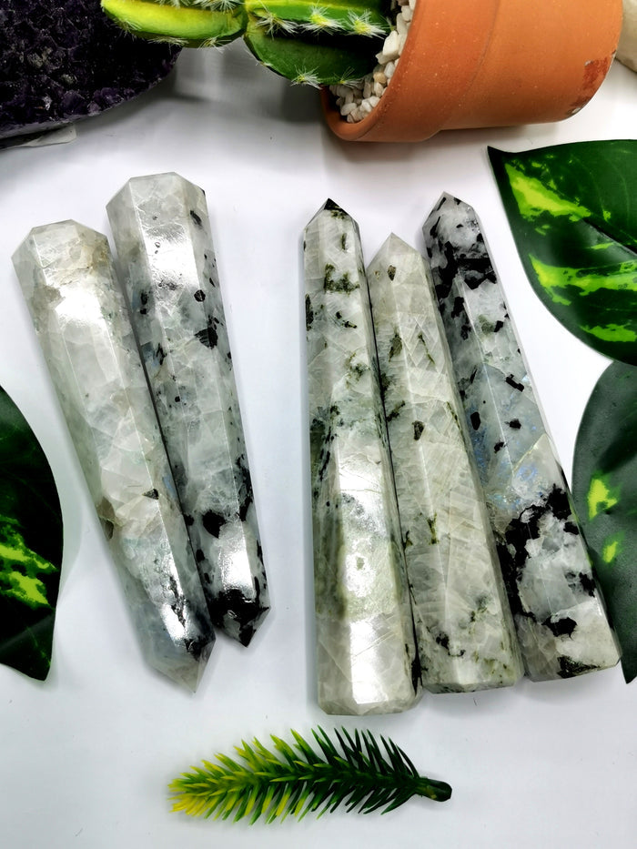 Moonstone point - handmade carvings - energy/chakra/reiki - ONE PIECE ONLY