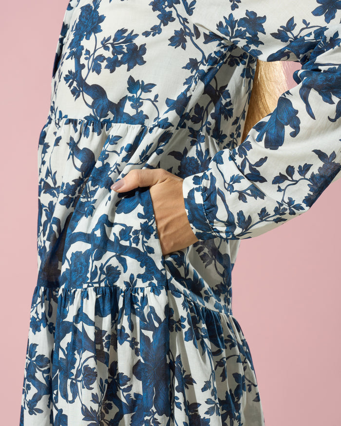 Navy Bloom Cotton Dress