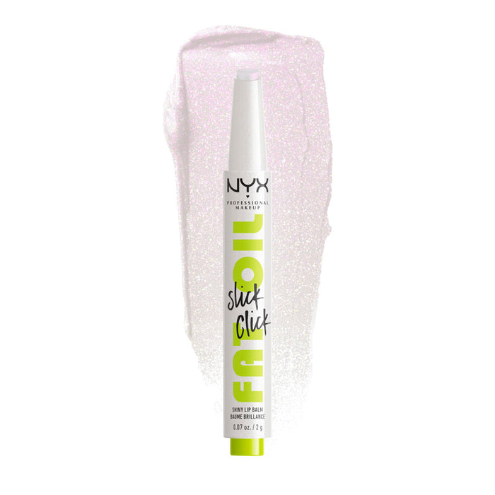 NYX Fat Oil Slick Click FOS01 Main Character swatch, vegan lip balm stick with glossy balm-to-oil shine and hydration – Blush Fiji