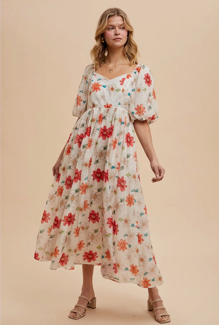 Olivia Floral Tencel Puff Dress