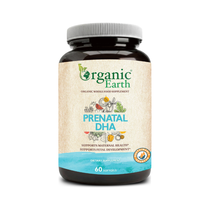 Organic Earth Prenatal DHA for Pregnancy and Lactation Support - 60 Softgels Organic Earth