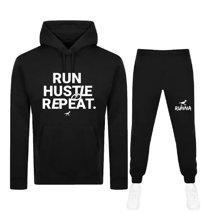 Run Hustle Repeat - SweatSuit - Black X White