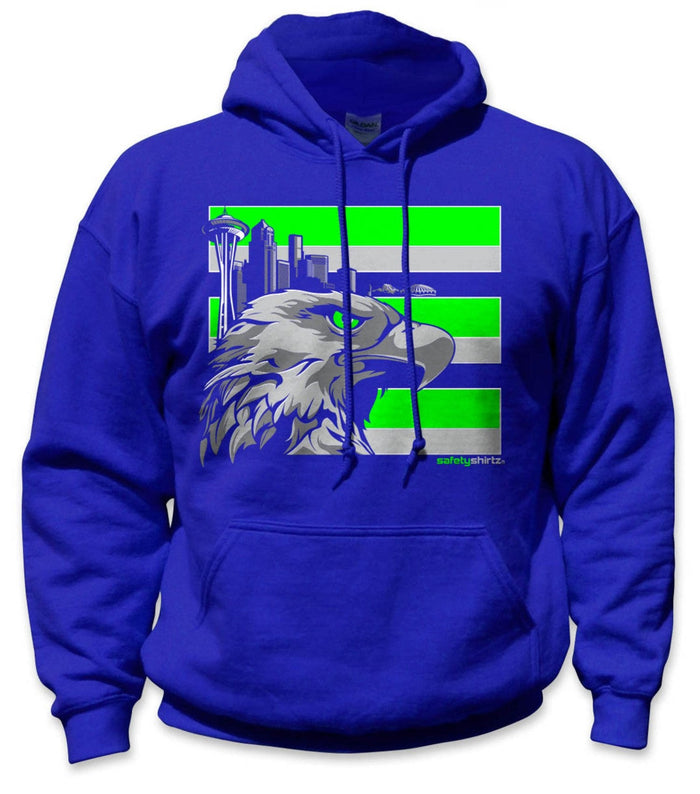 SafetyShirtz Throwback Seattle Hi-Vis Stripe Hoodie Sweatshirts & Hoodies SafetyShirtz Neon Green/Gray/Royal Blue 2XL Reg