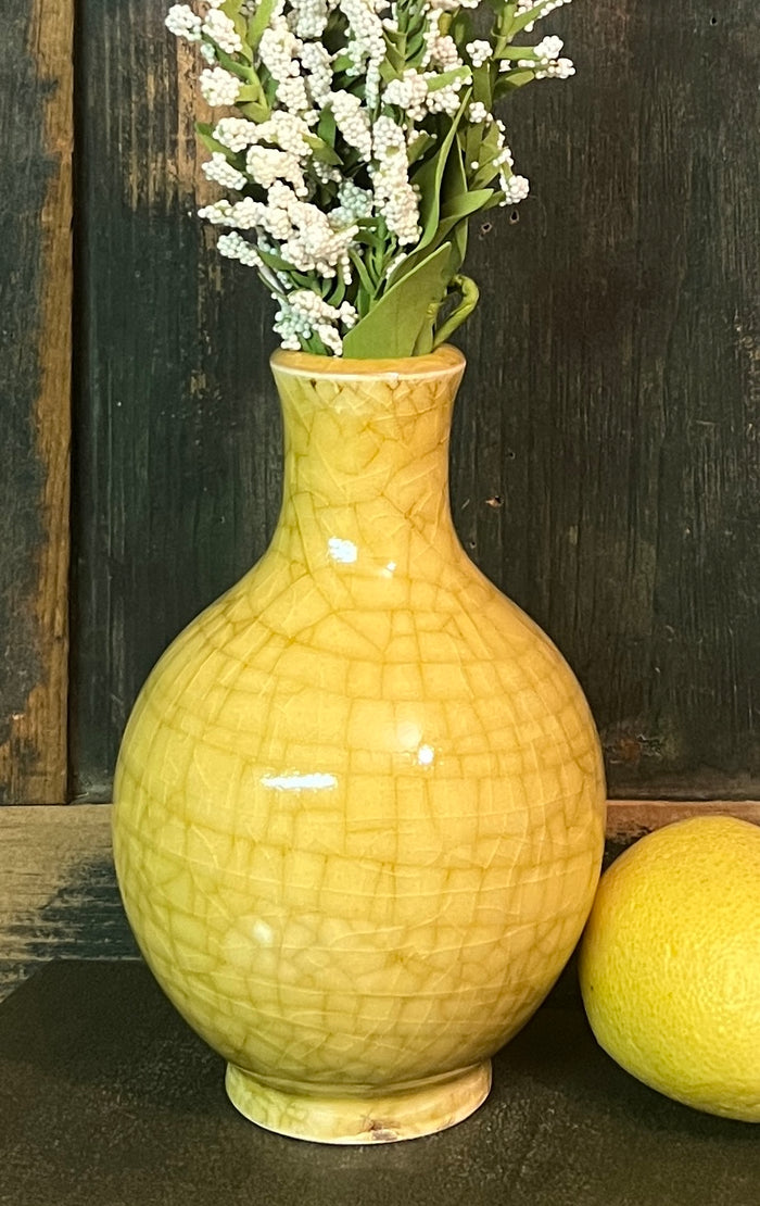 SE-214 Redware Sm Vase with Yellow Glaze