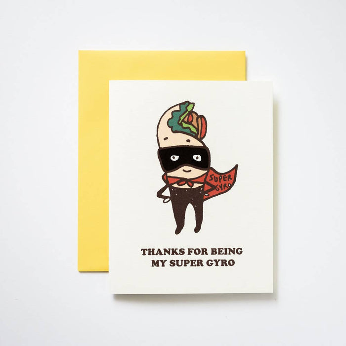Super Gyro (Hero) Thank You Greeting Card: 4.25" x 5.5" (fits a A2 Envelope)