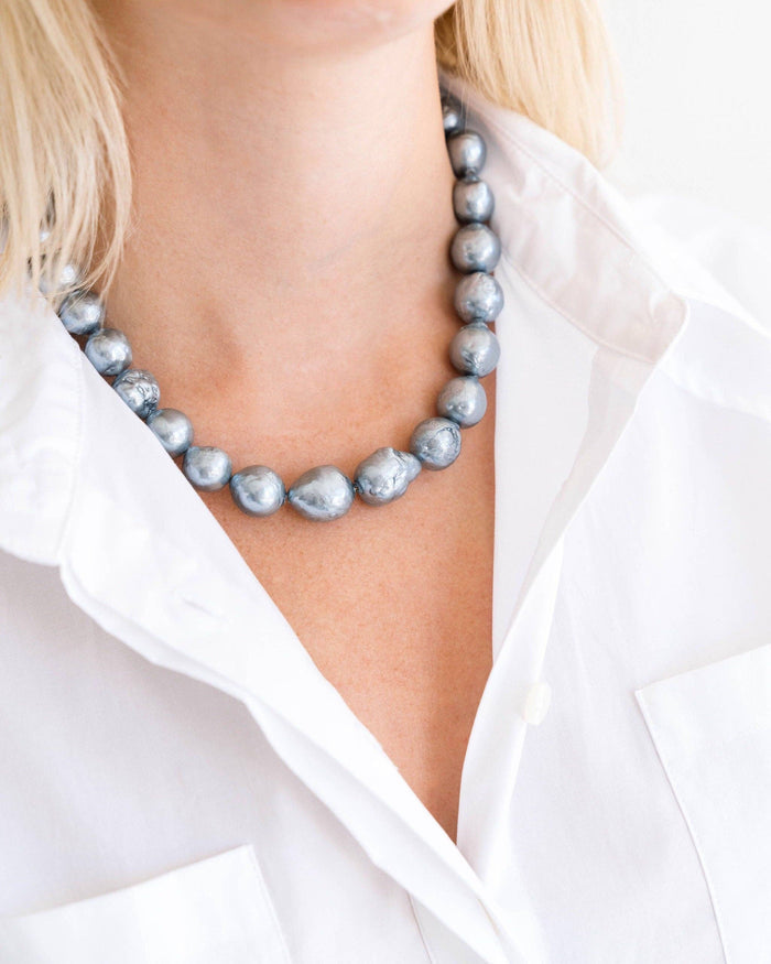 Susan Shaw - Grey Baroque Pearl Necklace