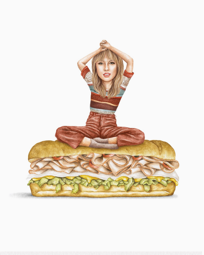Taylor Swift anti hero turkey and cheese 8x10 print by Celebs on sandwiches sold by Le Monkey House