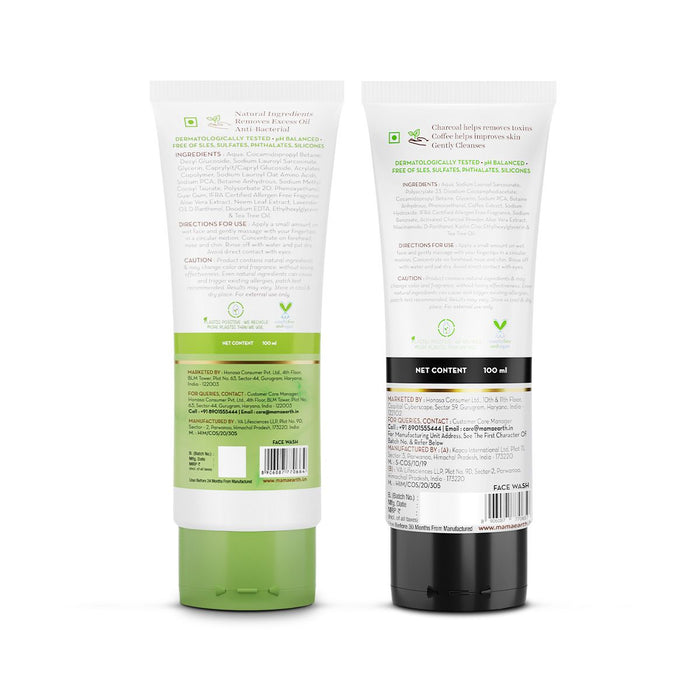 Tea Tree Face Wash and Charcoal Face Wash Combo - 100ml + 100ml