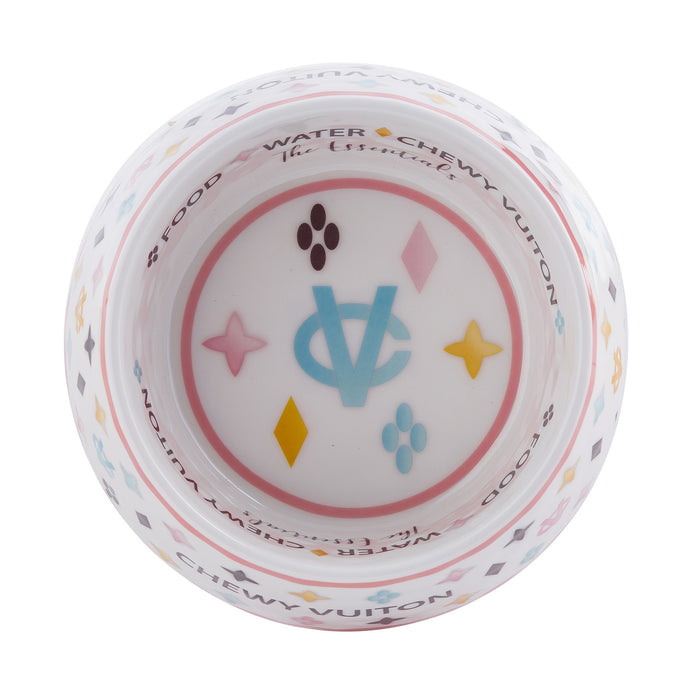 White Chewy Vuiton Paris Bowl