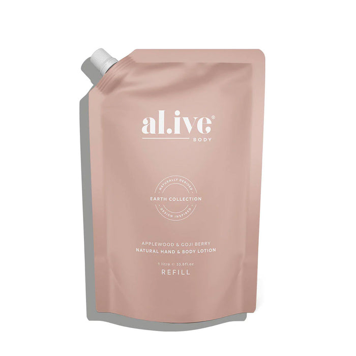 al.ive body 1 Ltr Hand & Body Lotion Refill - Applewood & Goji Berry Nudie Glow Australia