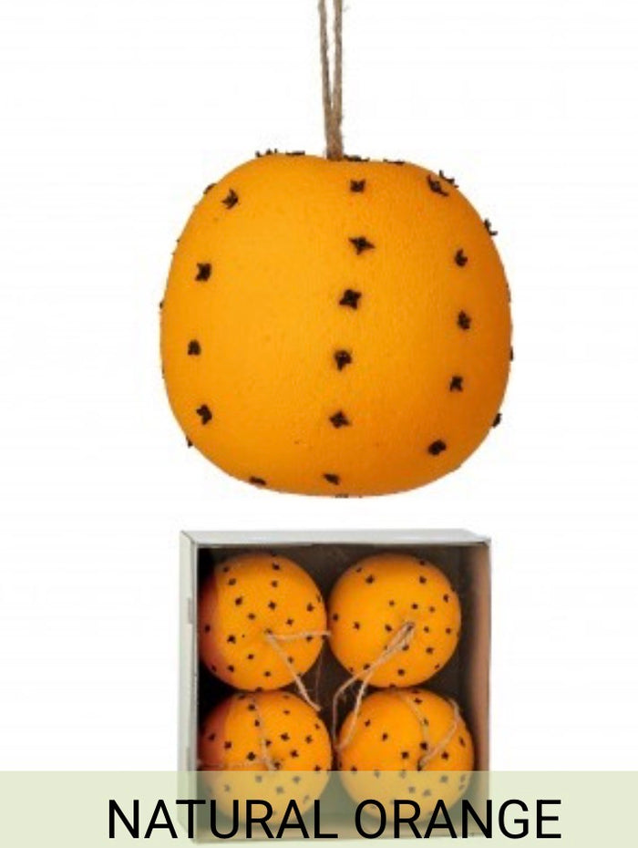 4" ORANGE W/CLOVE ORNAMENT BOX of 4