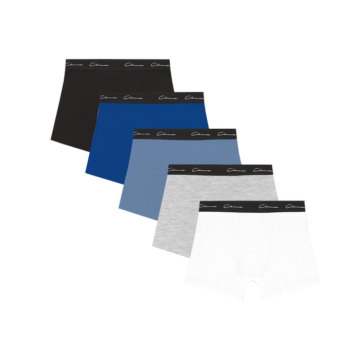 Men's  Blue Multi 5-Pack Classic Signature Boxers  Closure London  Front View