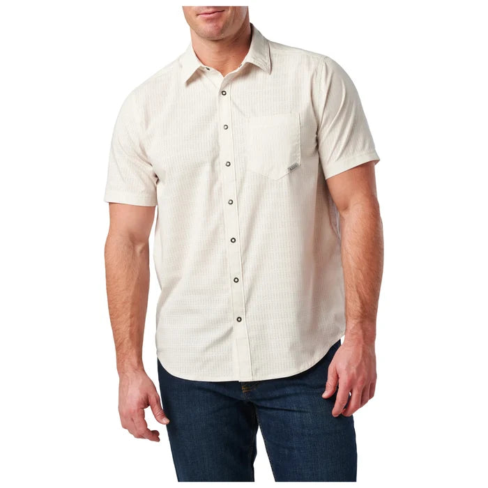 5.11 Tactical Men's Aerial Snap-Front Wicking Short Sleeve Work Shirt Work Shirts 5.11 Tactical Silver Birch 2XL Reg