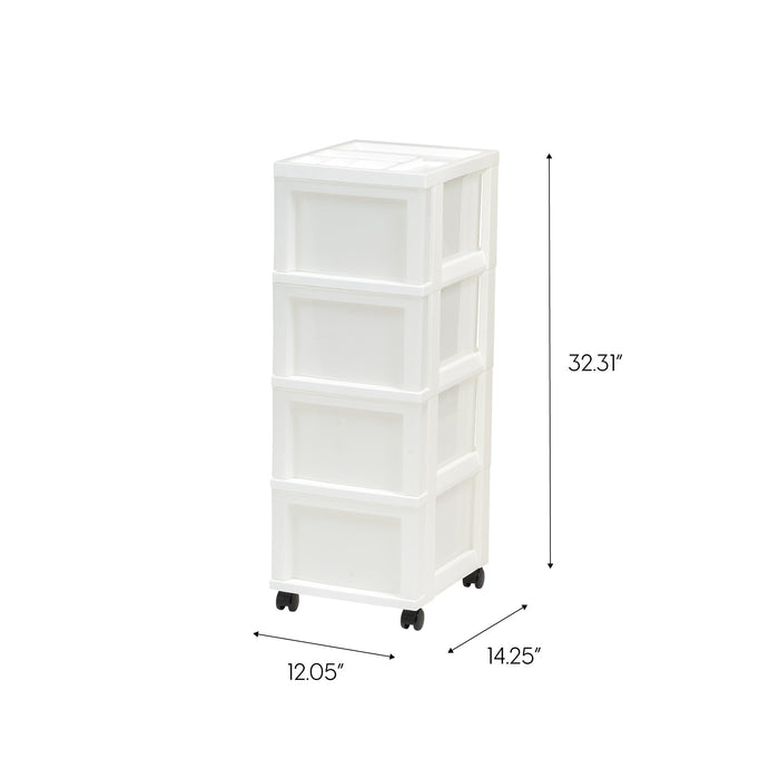 6-Drawer Storage Cart with Organizer Top, White/Pearl - IRIS USA, Inc.