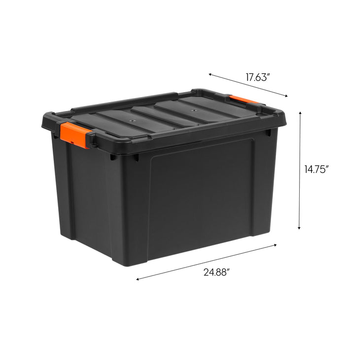 78 Quart Heavy Duty Plastic Storage Box, Black pack of 4 - IRIS USA, Inc.