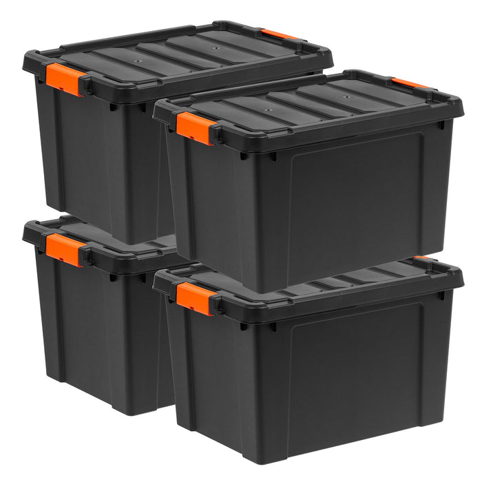 78 Quart Heavy Duty Plastic Storage Box, Black pack of 4 - IRIS USA, Inc.