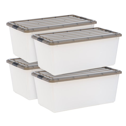 91 Qt. (22 gal.) Large Clear Latch Box, Stackable Plastic Storage Bin with Lid, Set of 4 - IRIS USA, Inc.