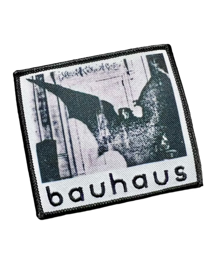 Black and White Bauhaus embroidered iron on patch by Square Deal Recordings sold by Le Monkey House