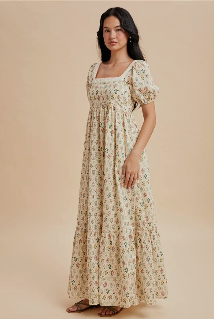 Abigail Cotton Floral Puff Sleeve Maxi Dress