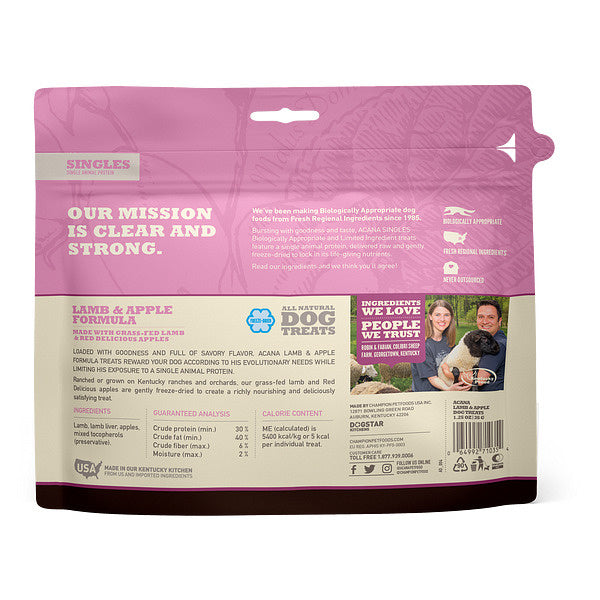 ACANA Singles Grain Free Limited Ingredient Diet Lamb & Apple Formula Dog Treats
