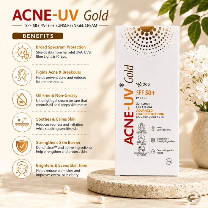 Acne-UV Gold SPF 50+ PA++++ Sunscreen Gel Cream 50g - Cosmosentials
