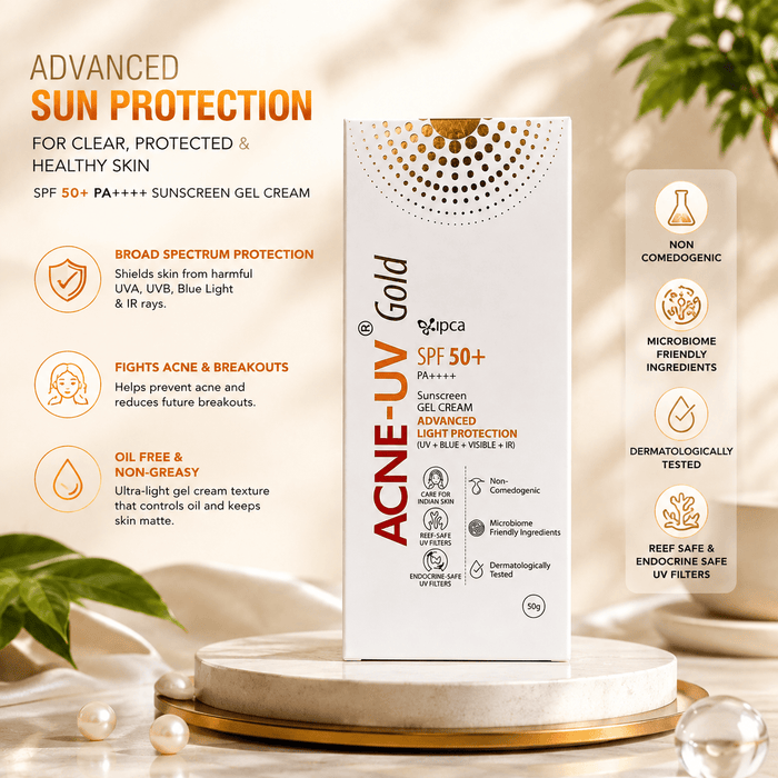 Acne-UV Gold SPF 50+ PA++++ Sunscreen Gel Cream 50g - Cosmosentials