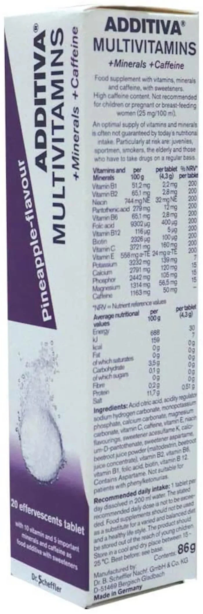 Additiva Multivitamin Mineral Caffeine 20 Tablets