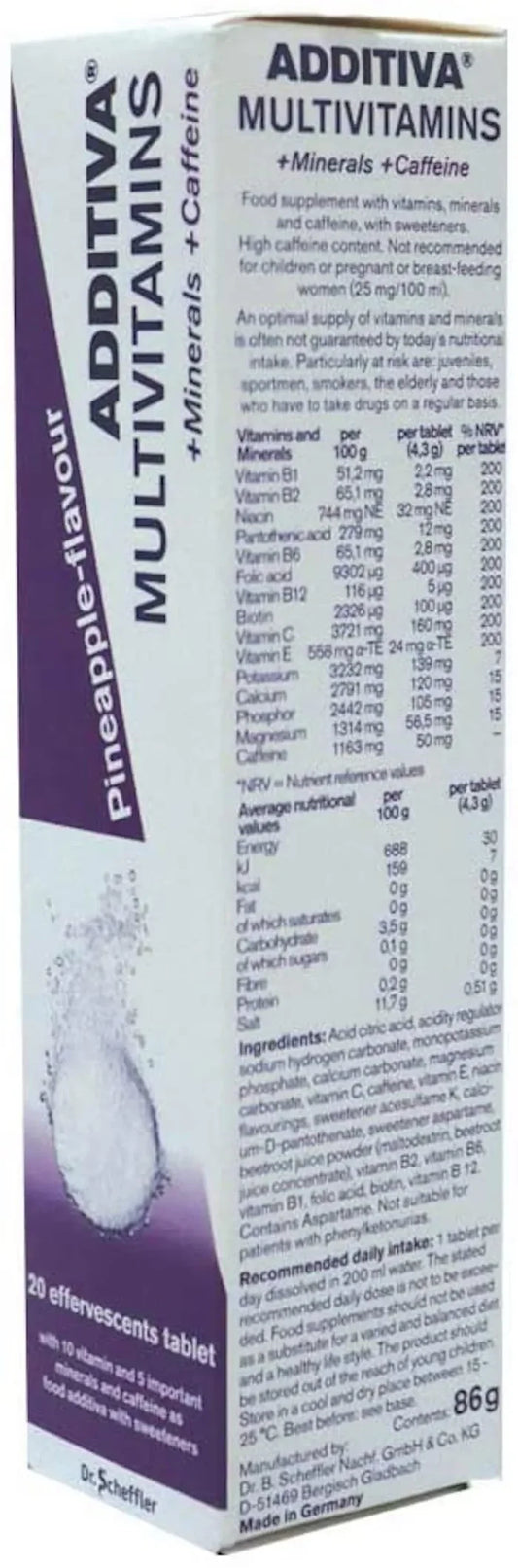 Additiva Multivitamin Mineral Caffeine 20 Tablets