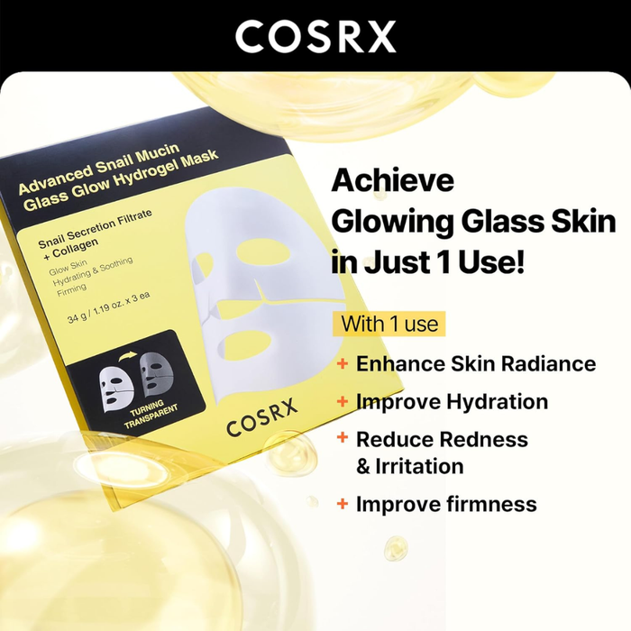 COSRX Advanced Snail Mucin Glass Glow Hydrogel Mask Nudie Glow Australia