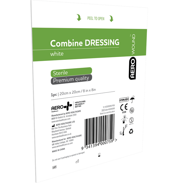 Aerowound Sterile Combine Dressing (White) 20cm x 20cm  8in x 8in 50's