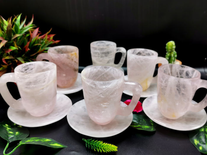 Amazing Rose Quartz Cup & Saucer - ONLY 1 Cup and 1 Saucer - Shwasam