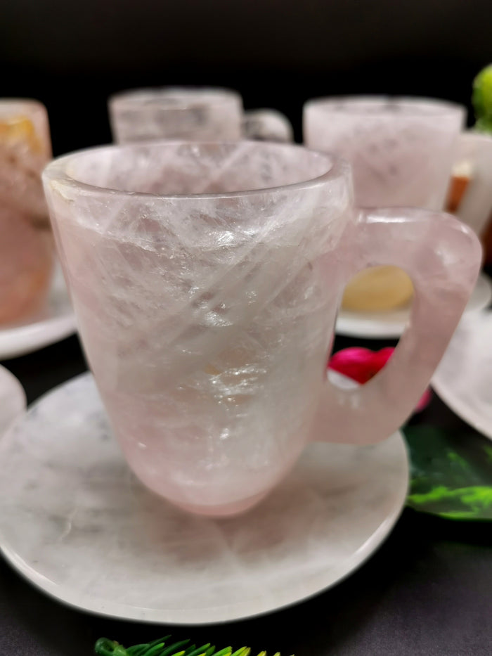Amazing Rose Quartz Cup & Saucer - ONLY 1 Cup and 1 Saucer - Shwasam