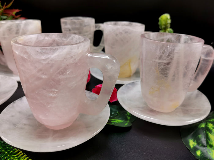 Amazing Rose Quartz Cup & Saucer - ONLY 1 Cup and 1 Saucer - Shwasam