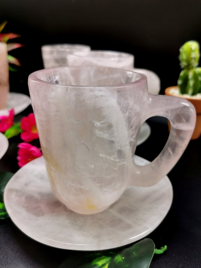 Amazing Rose Quartz Cup & Saucer - ONLY 1 Cup and 1 Saucer - Shwasam