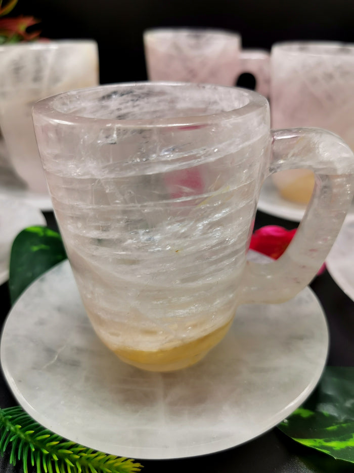 Amazing Rose Quartz Cup & Saucer - ONLY 1 Cup and 1 Saucer - Shwasam