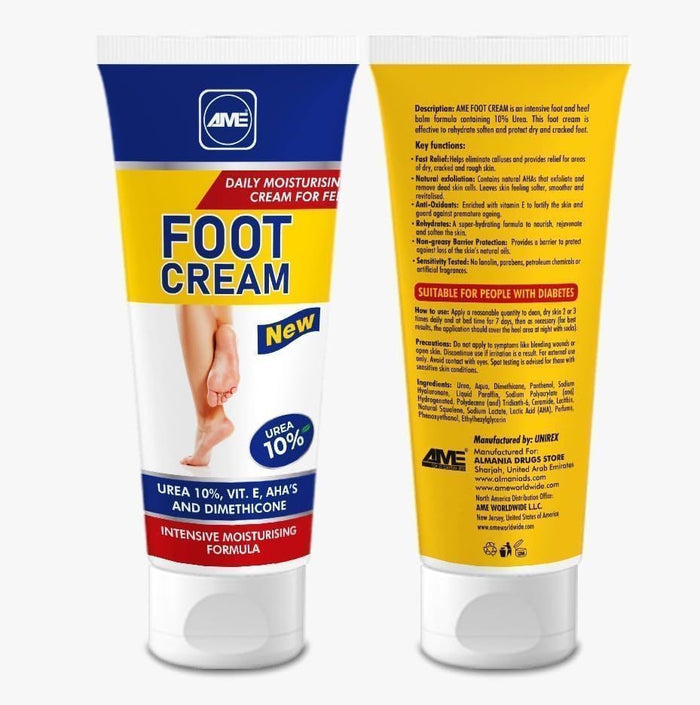 Ame Urea, Vitamin E & AHA Moisturizing Foot Cream, 75g - Makkah Pharmacy