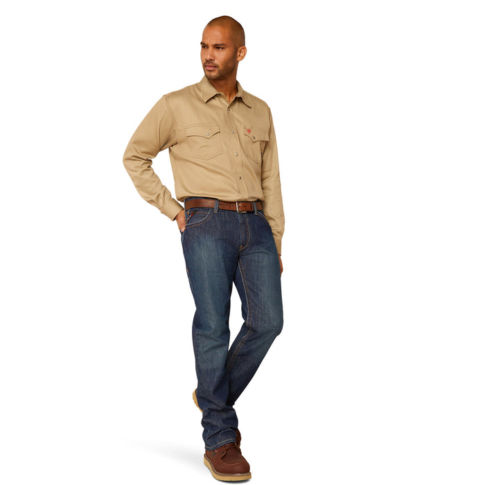 Ariat Men's FR Solid Classic Fit Snap-Font Work Shirt Work Shirts Ariat
